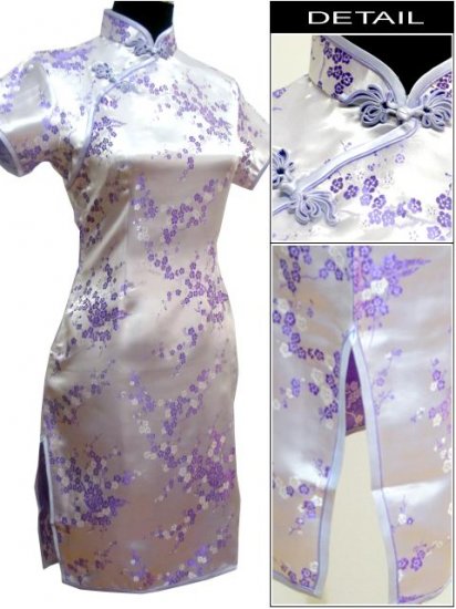 Lavender Cute Clubs Mini Chinese Dress / Qipao