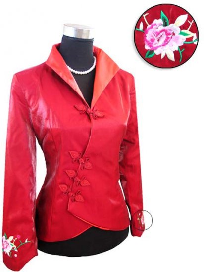 Red Fashion Style Embroiders Chinese Jacket