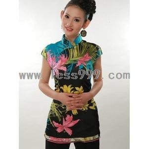 Silk Imitation Printing Chinese Shirt/Oriental Style Dress