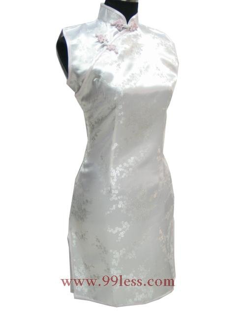 Cute Mini Chinese Dress White 9QIP-0178