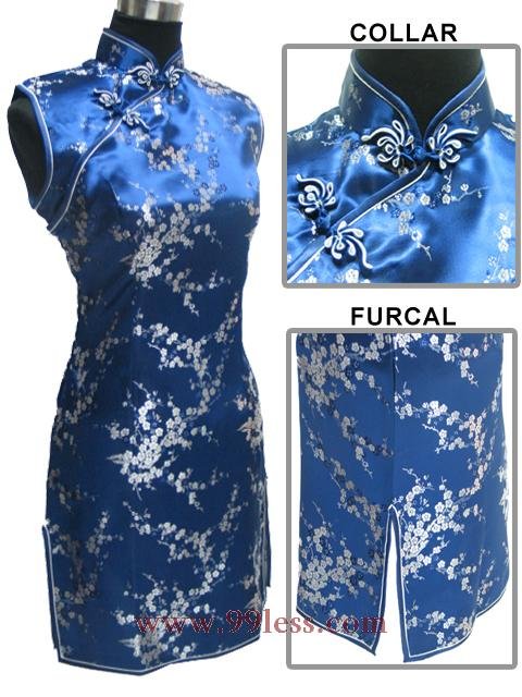 Cute Mini Chinese Baby Doll Dress Biue 9QIP-0176