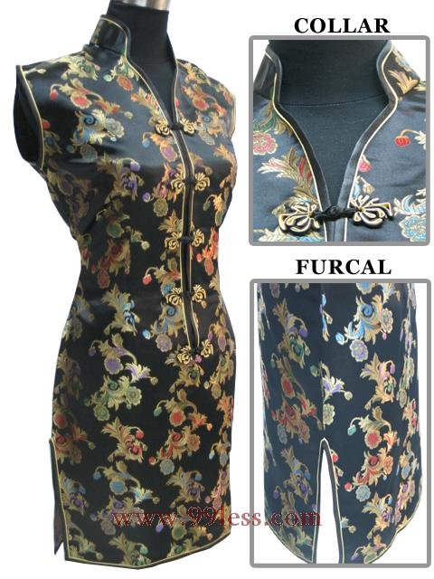 Chinese Mini Dress Black 9QIP-0160/Chinese Gown/Oriental Style Dresses