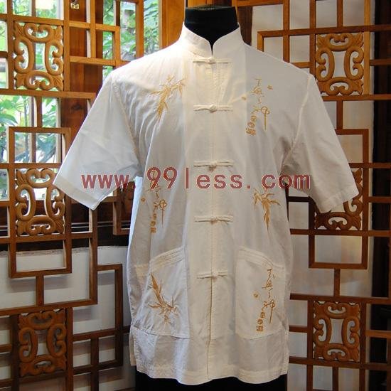 Men's Chinese Shirt Patterned with Bamboo