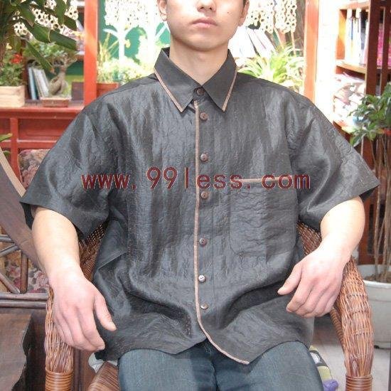 Men's Chinese Silk Shirt Gray