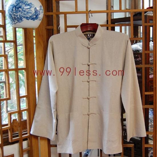 Men's Simple Chinese Shirt Beige