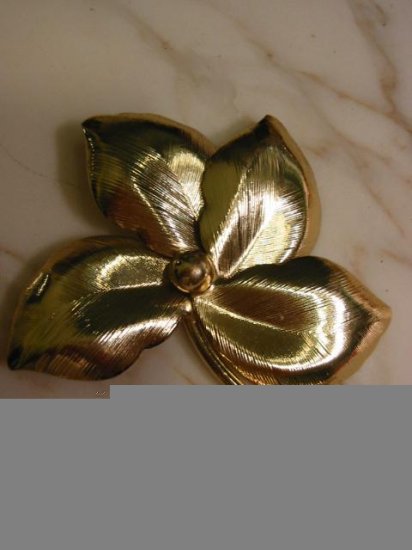 Lucky ~ Four Leaf Detailed gold tone vintage Pin Brooch