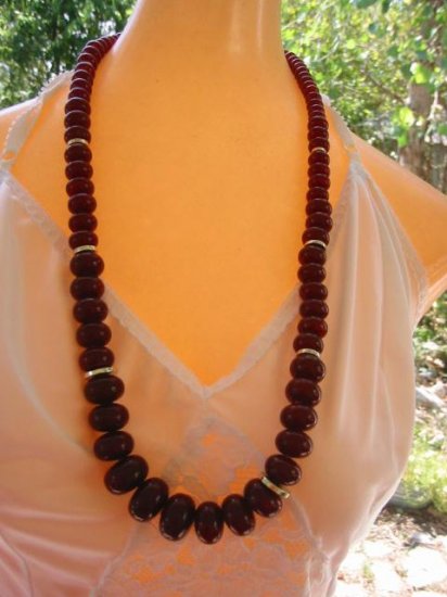 Long vintage Acrylic Prettiest brown bead Necklace