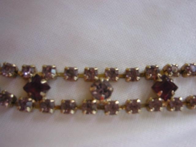 Square faux amethyst ~ lilac rhinestone estate bracelet