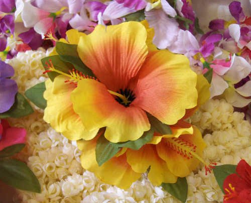 Luau hair clip hibiscus flowers tropical exotic VLV rockabilly