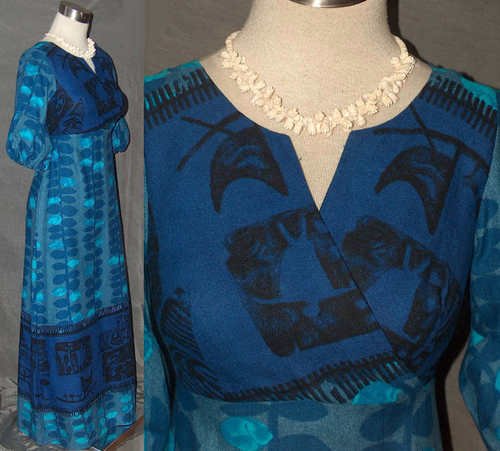 Vintage Hawaiian dress Alfred Shaheen kimono wrap XS SM