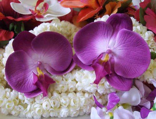VLV Rockabilly hair clips purple orchid flower Hawaiian