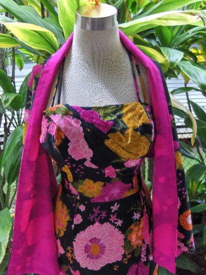 70's Vintage Hawaiian dress shawl wrap Paradise Hawaii MOD