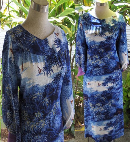 50s Vintage pake muu muu Hawaiian rayon