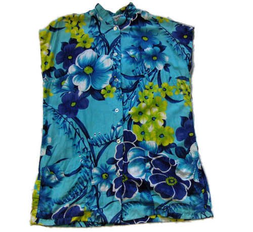 1950s Vintage Hawaiian tea-timer blouse ladies shirt