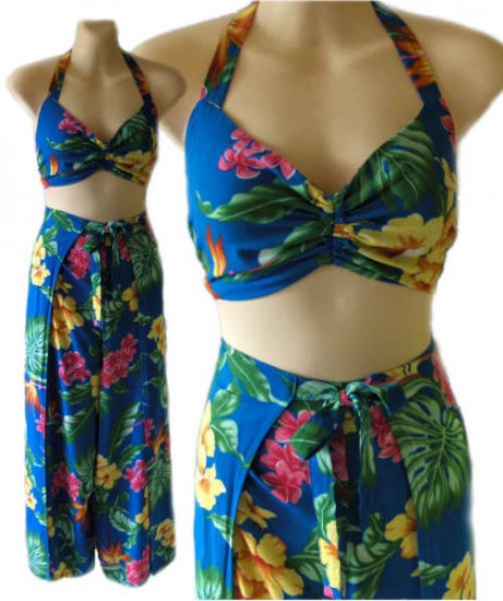 VLV 40's 50's Hawaiian Halter sarong pantset Rockabilly