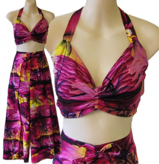 Tropical pantset Hawaiian halter top set