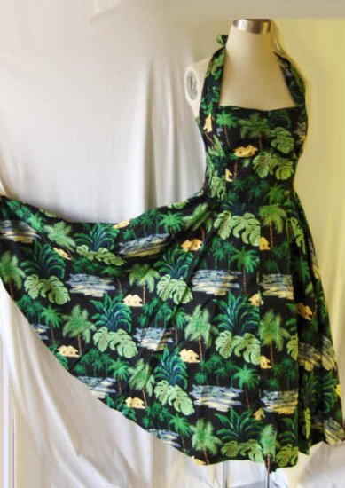2 50s Vintage style Hawaiian halter dresses