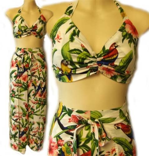 vtg style rockabilly parrot 2pc