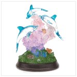 38031 Dolphins on Wood Base with LED Lights