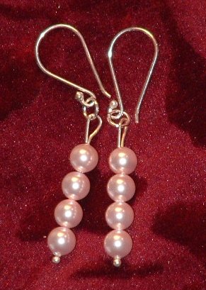 Streling siver beaded earrings swarovski crystal pearl