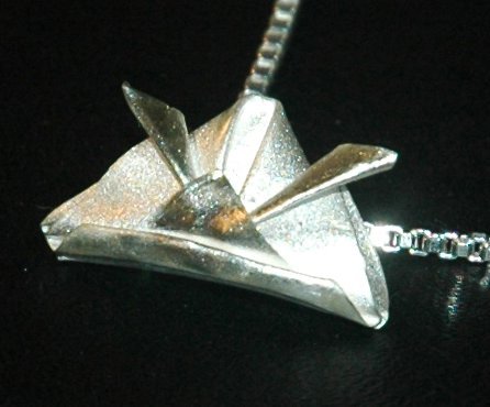 Handcrafted Silver Origami Japanese Samurai Helmet on a Venetian Box style necklace