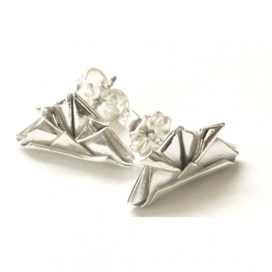 Samurai Helmet Earrings - Fine Silver Origami Metalgami