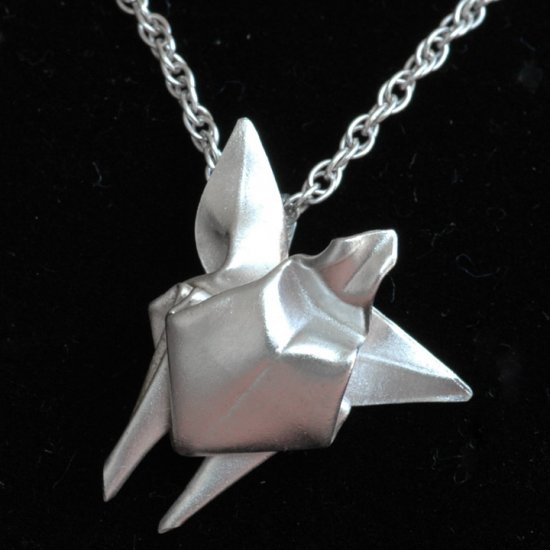 Fine Silver Origami Sea Turtle (Honu) Pendant - Metalgami Sculpture on a Reverse Double Rope