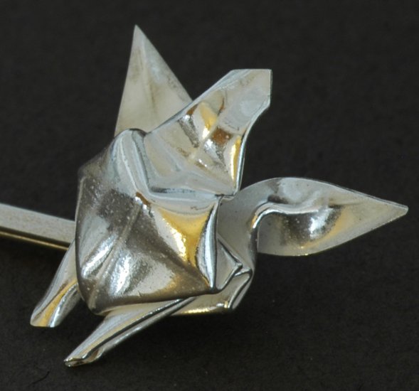 Origami Honu Sea Turtle Bobby Pin (Silver Origami Metalgami Hair Pin)