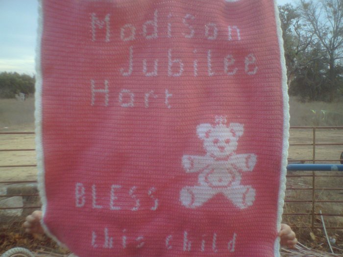 Pink and white Personalized Teddy Bear throw
