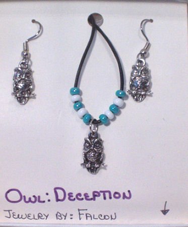 Handmade Necklace and Earring set. Owl