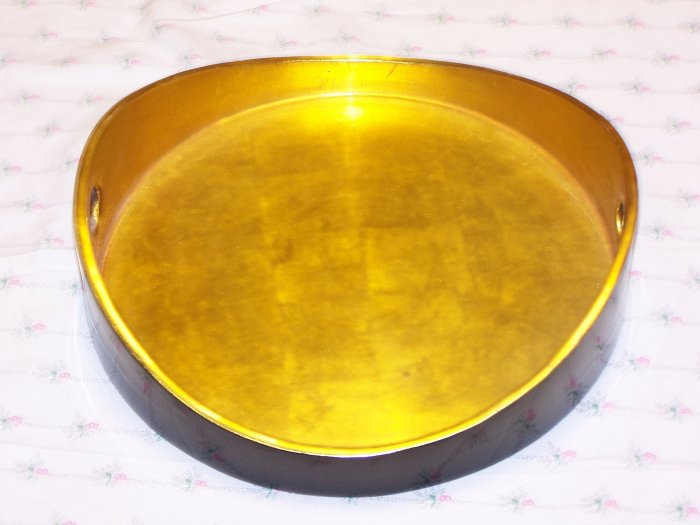 Round Tray w/gold leaves