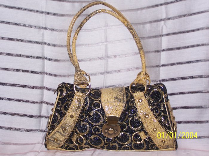 *GUESS* Gold Bling Studs Trim Hobo Handbag Purse.