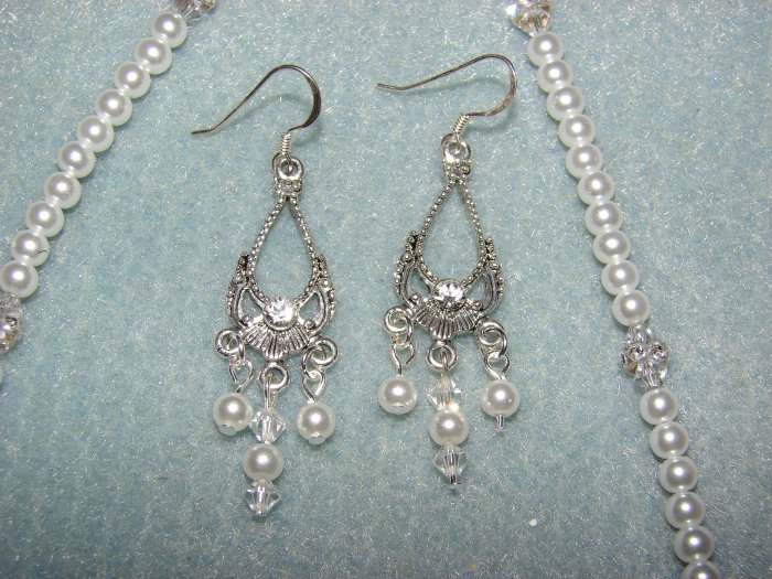 Sterling Silver Swarovski crystal & pearl earrings