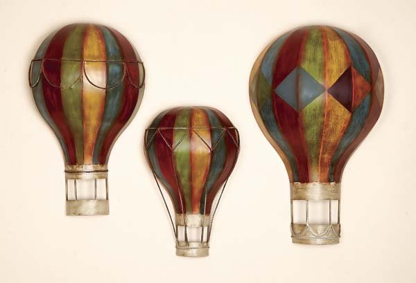 Hot Air Balloon Metal Wall Decor Sculpture Plaque Art Hanging