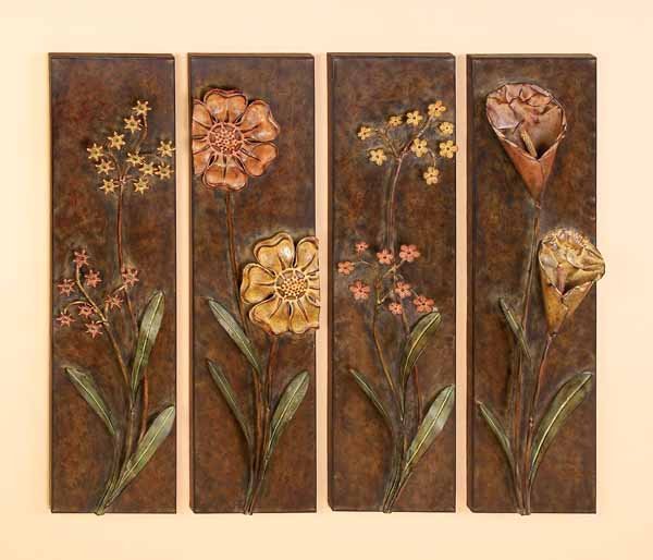 Autumn Rustic Flowers Metal Wall Decor Sculpture Art