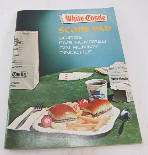 White Castle Score Pad Bridge Gin Rummy Pinochle Five Hundred