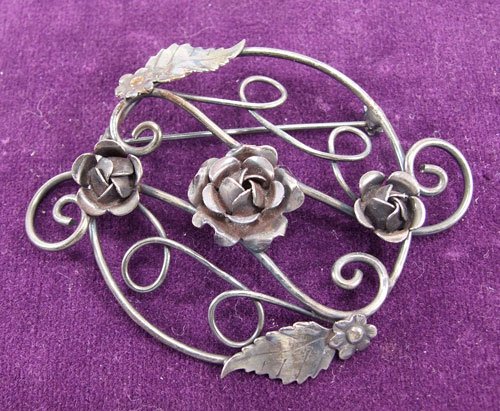 Vintage Costume Jewelry Rose Brooch Pin Antique