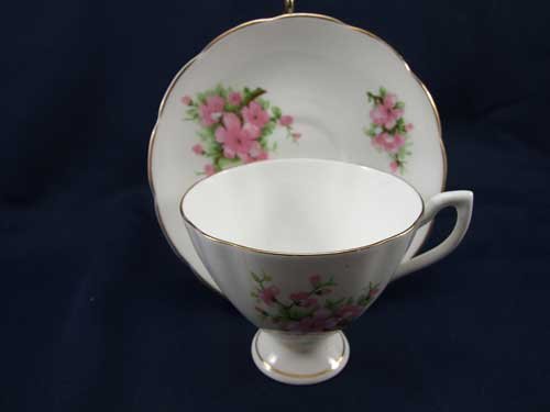 Crownford Pink White Flower Cup and Saucer