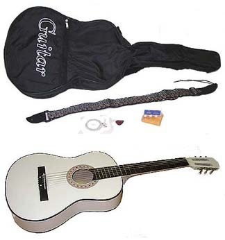 38" White Acoustic Guitar With Accessories (dsp)