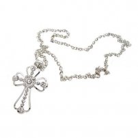 Necklace-Rhinestone Cross Pendant+Alloy Chain (lib)