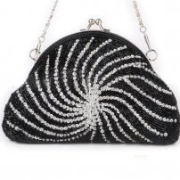 Luxurious Handmade Kiss-Lock Pouch Clutch--Black (lib)
