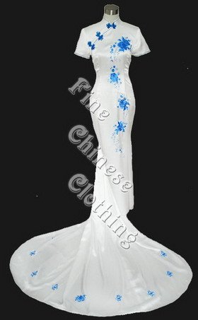 Chinese Full Length Dress - Peony Embroideries