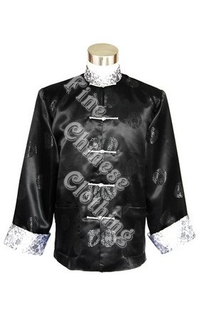 Men's Mandarin Jacket - Silver Color Folded Sleeves