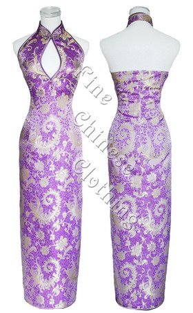 Chinese Ankle Length Cheongsam - Divine Purple
