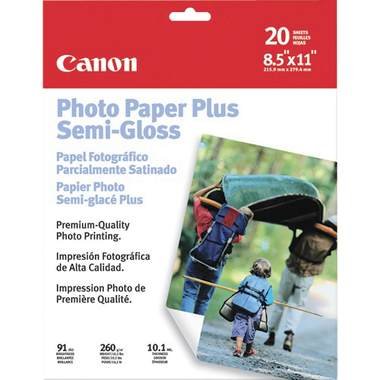 Canon Photo Paper Plus Semi-Gloss, 8.5" x 11", 20 Count