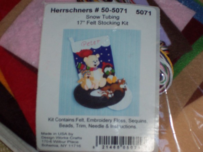 Snow Tubing Felt Christmas Stocking