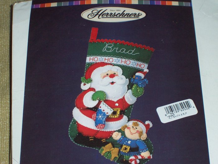 Santa & Elf Felt Christmas Stocking