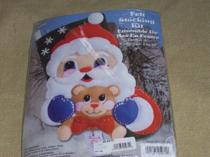Santa And Bear Felt Stocking