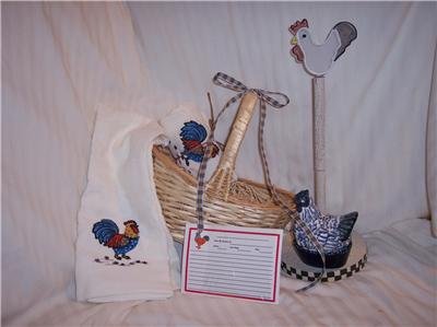 Country ROOSTER Kitchen Gift Basket house warming