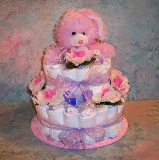 BUNNY BOY or GIRL Baby Shower Diaper Cake Centerpiece